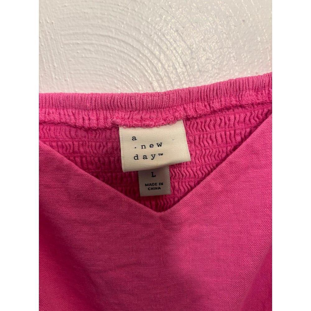 A New Day Linen Blend Pink Crop Top Size Large - Picture 3 of 6